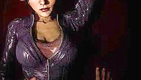 Morrigan In Purple Leather Getting